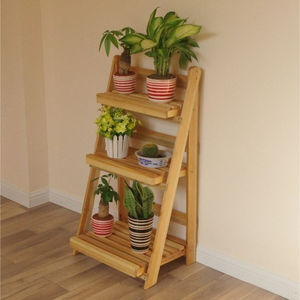 Support à plantes moderne en bois naturel à 3 niveaux, support de plantes de bureau, étagère de présentation, parfait pour la décoration de jardin intérieur - Product Image 6