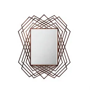 Large Oval Decorative Wall <b>Mirror</b> with Rustic Metal Frame and <b>Wooden</b> Accents for Vintage Modern Farmhouse Home Interiors - Product Image 1