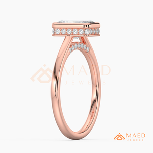 แหวนหมั้นทองคำ 14K โรสโกลด์ ประดับมอสซาไนต์ทรงเหลี่ยมมรกต ดีไซน์เรียบหรู ของขวัญเครื่องประดับแต่งงานสำหรับเธอ ส่งตรงจากสหรัฐอเมริกา - Product Image 6