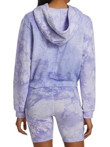 Custom Women Cropped Hoodie Purple <b>Cloud</b> Watercolor Tie Dye Cotton French Terry Pullover Sweatshirt Crop Pastel OEM Wholesale - Product Image 4
