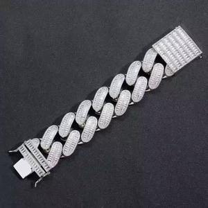 Men's 925 Silver Rhodium Plated Chain Bracelet With Zircon Inlay Hiphop Style Everyday Wear - Product Image 2