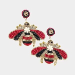 Pendientes colgantes bordados con cuentas de semilla de calabaza, diseño de mariposa y cuentas de semilla de girasol, para mujer - Product Image 1