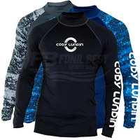 Haut de sport de surf bleu UPF50 pour homme, à manches longues, personnalisé, éco-responsable, de haute qualité, pour la plage et la plongée