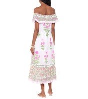 2020 nouveau printemps bohème Floral coton inde main bloc imprimé Maxi robe pour les femmes taille naturelle vêtements de plage de fête