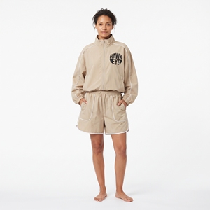 Ensemble veste coupe-vent à capuche zippée et short taille haute sans coutures pour femme - Product Image 1