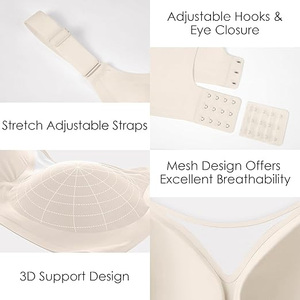 Women Seamless V-Neck Sports Bra With Sheer Panel Spaghetti Strap Medium Support Yoga <b>Top</b> Solid Color Beige - Product Image 4