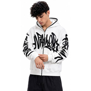 Prix de gros, meilleurs tarifs, sweat-shirts pour hommes à fermeture éclair, coupe classique, logo embossé sur le devant, tissu tricoté 100% coton - Product Image 5