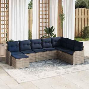 Grey Poly <b>Rattan</b> Garden <b>Sofa</b> Set Outdoor Furniture Water Proof Contemporary Design - Product Image 3