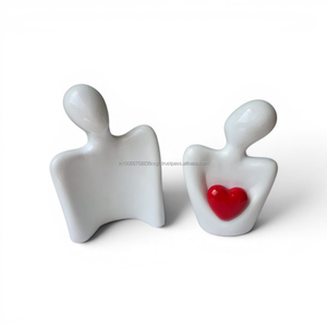AG Elements Couple en céramique pour ensemble de figurines, sculpture abstraite décorative moderne, romantique, Saint-Valentin, artisanale, pour la maison - Product Image 2