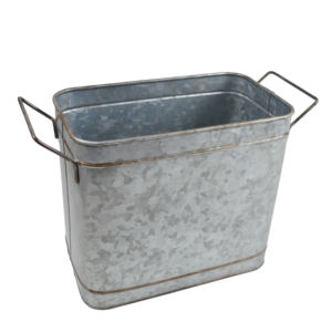 Pot de fleurs galvanisé de qualité industrielle en fer, design décoratif pour plantes vertes, finition gris intégral - Product Image 5