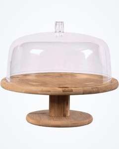 Cúpula para Pastel de Madera de Estilo Moderno con Acabado Natural, Ideal para Decoración de Cocina Rústica y Exhibición en Panadería - Product Image 1