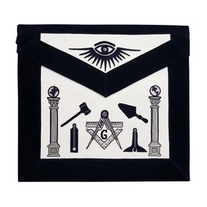 Delantal de Logia Azul con Bordado a Máquina de Cuadrado y Compás Negros con G y Pilares MAP-0079 - Product Image 1