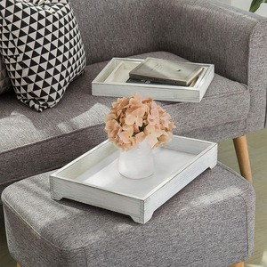 Plateau en bois de manguier au design élégant Plateau classique en bois fait main rectangulaire en blanc pour le service à usages multiples Plateau en bois décoratif - Product Image 6