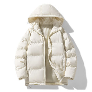 ANSZKTN Doudoune unisexe à capuche pour homme et femme, coupe ample, grande taille, coupe-vent, décontractée, avec fermeture éclair, col montant, en coton épais - Product Image 6