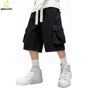 กางเกงยีนส์ขาสั้นทรงหลวมสำหรับผู้ชาย กางเกงยีนส์เดนิมขายาวแบบคาร์โก้ เอวยางยืด ความยาวขาใน 15 นิ้ว - Product Image 1