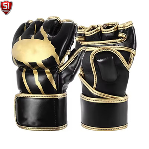 SUMROOS Customizable Digital Printed Half Finger MMA Gloves PU Leather Laced Training Sparring Boxing Adjustable Martial Arts - Product Image 2