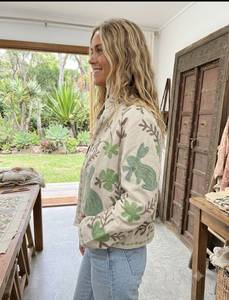 Veste en velours de coton à imprimé floral brodé pour femmes, col mandarin, manches longues, hiver, écologique, vintage, respirante - Product Image 2