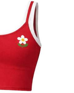 ชุดเซ็ตเสื้อครอปสีแดงและกระโปรงสั้นสำหรับผู้หญิง ออกแบบโดยผู้ผลิต ชุดออกกำลังกายแบบสองชิ้น เสื้อชั้นในกีฬาแบบไม่มีแขน เหมาะสำหรับโยคะ ฟิตเนส ชุดลำลองฤดูร้อน - Product Image 4