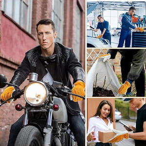 Gants de conducteur en cuir pleine fleur et croûte de cuir, doux et confortables, pour la protection personnelle, robustes, pour activités de plein air et travail - Product Image 6