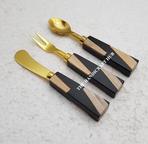 Juego de utensilios de cocina para queso de diseño elegante, juego de cubiertos de acero inoxidable con mango de resina de madera a un precio muy competitivo. - Product Image 3