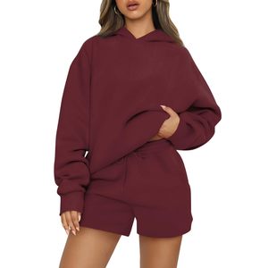 Conjunto de Sudadera con Capucha y Pantalones Cortos Deportivos para Mujer con Logotipo Personalizado, Conjunto de Sudadera con Capucha y Pantalones Cortos para Mujer - Product Image 6