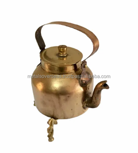 กาน้ำชาทองเหลืองพร้อมฝาและที่จับชุบทองอย่างดีที่สุดสำหรับเสิร์ฟชาและเอสเปรสโซของบ้านและโรงแรม - Product Image 6