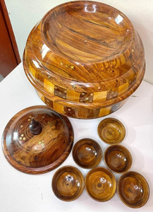 Pot de service avec base en bois finition naturelle, récipient pour hotpot, idéal pour restaurant, buffet, traiteur, cuisine et service à table - Product Image 6