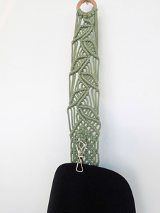 Porte-chapeaux mural en macramé, corde en fibre végétale, style bohème, organisateur de rangement à crochets, forme rectangulaire, à suspendre derrière les portes ou sur le mur - Product Image 3