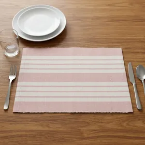 HILTEX Set de table rectangulaire moderne en polyester fait main, durable, rayé, tissé, pour la maison, l'extérieur, les mariages, Noël - Product Image 2