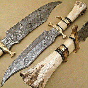 Handmade Custom Fixed Blade Bushcraft Bowie <b>Knife</b> with <b>Bone</b> and Brass Cross Guard <b>Handle</b> Hunting <b>Knives</b> Wholesale A&M ENTERPRISE - Product Image 5