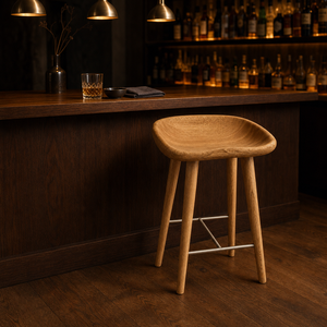 Modern Solid <b>Wood</b> Bar <b>Stool</b> With Metal Footrest Scandinavian Design Home Bar Chair Solid <b>Wood</b> Bar <b>Stool</b> - Product Image 6