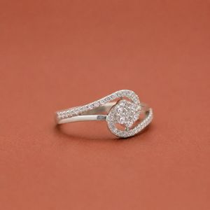 Anillo de compromiso de lujo con diamante moissanita redondo y engaste de plata S925 para mujer - Product Image 2