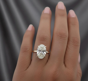 Bague de fiançailles en or jaune pour femme, diamant naturel taille ovale, style classique - Product Image 3