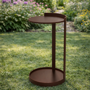 Elegante Mesa Auxiliar de Metal Compacta para Sofá, con Superficie Redonda y Estante Inferior, Mesa de Centro Minimalista para Espacios Pequeños - Product Image 5