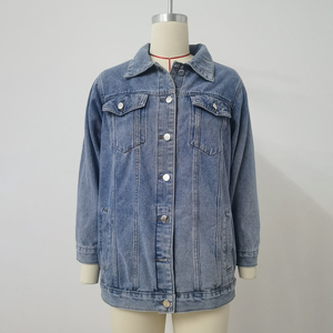 Chaqueta vaquera larga para mujer, estilo oversized, con cuello vuelto, botones y bolsillos con parches, ropa exterior informal para primavera - Product Image 2