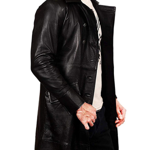 Plus Size Men Genuine Leather Woolen Waterproof Winter Trench Coat Long Sleeve Belted Sheep Fur Trim Outerwear Casual Streetwear - Product Image 6