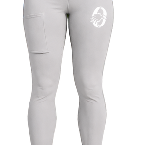Leggings d'équitation taille haute gris clair pour femmes, extensibles, en tissu texturé avec poches avant - Product Image 3