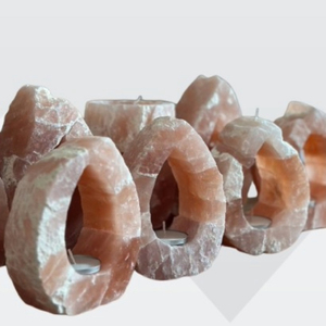Porte-bougie en sel de l'Himalaya de qualité supérieure, brut, sculpté en forme de goutte d'eau, décoration naturelle relaxante pour la maison et le spa - Product Image 5