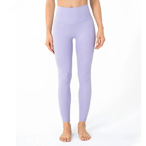 Leggings de Yoga de Cintura Alta, Color Verde Sólido, Largos, Sin Costuras, Cintura Elástica, Pantalones Deportivos para Mujer, Logotipo en la Pierna Derecha - Product Image 2