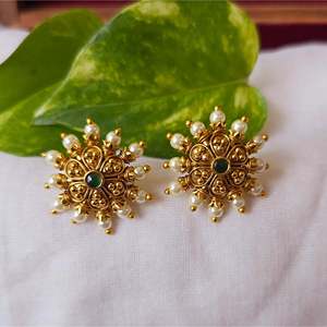 24K Gold Plated Diamond Pearl Ear Studs-Trendy Butterfly & Ball Design for Party & Gift - Product Image 1