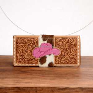 Custom Handcrafted Genuine Leather <b>Wallet</b> with Hair-On Hide for Cowboy Hat Western Style Vintage Fashion Women Zippered Clutch - Product Image 3