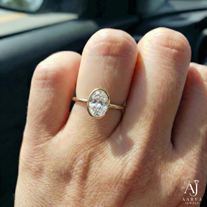 Anillo de Compromiso y Boda Minimalista de Oro Amarillo con Moissanita Ovalada, Engaste de Garra, Certificado IGI, Chapado en Oro, Joyería de Regalo - Product Image 3