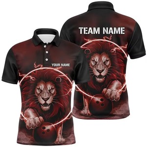 Custom Men's <b>Bowling</b> Polo Shirt 100% Polyester Short Sleeve Sublimation Print Team Name Personalized Casual Sport Style - Product Image 5
