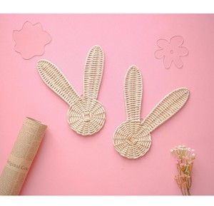 Decoración Infantil Boho Natural, Adorno Colgante de Ratán Tejido con Orejas de Conejo, Pieza Decorativa de Fibra Vegetal con Forma de Animal - Product Image 4