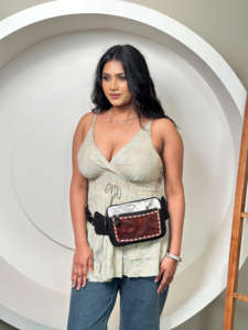 Western Hair on & Tooled Sac de taille en cuir pour unisexe en cuir véritable Sac utilitaire de poitrine de haute qualité en cuir de qualité supérieure Fanny Packs - Product Image 2