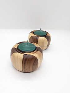 Soporte de luz de té de madera de mango decorativo con acabado pulido para un estilo de vida sostenible ecológico y una decoración festiva elegante - Product Image 2