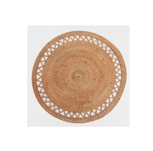 Assiette de présentation décorative en rotin pour événements et fêtes, motif floral, style bohème, faite à la main - Product Image 4