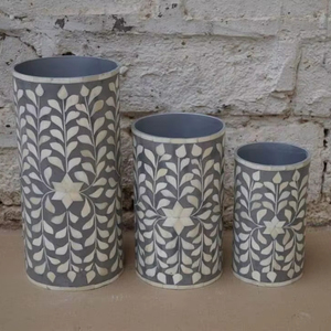 Vase à fleurs en os naturel 100% - Design créatif - Vases décoratifs pour mariage - Forme ronde - Pots à fleurs - Décoration d'intérieur - Product Image 1