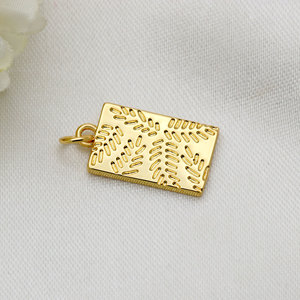 Pendentif Vintage en Argent Sterling 925 Plaqué Or Pandahall, Breloques Cœur Véritable Rectangulaires avec Feuille, pour Fabrication de Bijoux DIY Femme, Idéal pour Fêtes - Product Image 3