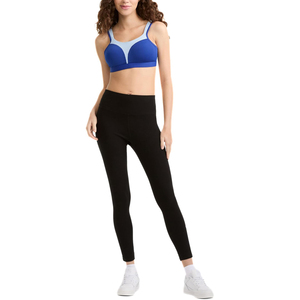 <b>Blue</b> Sports <b>Bra</b> Scoop Neck Racerback Mesh Panel Breathable Medium Support Seamless Fitness Wear - Product Image 5